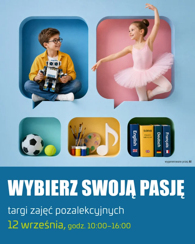 🚀 Nowy rok szkolny, nowe możliwości! 

Jeśli szukacie zajęć dla swoich dzieci albo chcecie pomóc im odkryć nowe zainteresowania, koniecznie zajrzyjcie do Galerii Twierdza!

📅 12 września
🕙 10:00–16:00

Podczas Targów Zajęć Pozalekcyjnych poznacie ofertę szkół, klubów i pracowni z różnych dziedzin, od sportu i tańca, przez muzykę i języki, aż po robotykę oraz zajęcia kreatywne. 🎨⚽🤖

Na miejscu spotkacie m.in.:
🥋 Roztoczański Klub Karate Tradycyjnego,
🎹 Szkoła Muzyczna Yamaha Zamość,
📸 Minilab Zamość,
⚽ Szkoła Mistrzostwa Sportowego w Zamościu,
🇪🇸 Hola Zamość Centro Hispánico,
🇬🇧 Angielski Helen Doron Zamość,
📚 Bacalarus Szkoła Języków Obcych,
♟️ TREFL Zamość,
🤖 New Tech Academy,
💃 Centrum Tańca Wasilewski-Felska,
🧩 Edukido Zamość/Biłgoraj,
➗ Matematyka MathRiders Zamość,
🎭 Chillout Zamość,
🥋 Judo Legion Zamość,
🎪 Wesoła Stodoła,
⚙️ GO4Robot Zamość,
🥽 Immersja Zamość,
🏃 Akademia Młodych Sportowców,
🩰 Szkoła Tańca M. i J. Myka,
🎻 Violinki – Akademia Rozwoju Talentu,
⛵ Ski-Surf,
🧸 Przedszkole i Żłobek Mali Odkrywcy,
🎼 Muzykamia – Miejsce Inspiracji Artystycznej,
💜 Stacja Relacja – gabinet pedagogiki empatycznej.

Wpadajcie, poznajcie ofertę i przekonajcie się, która pasja będzie początkiem nowej przygody. 🙌

📍 Galeria Twierdza

#GaleriaTwierdza #Zamość #TargiEdukacyjne #Pasja #Umiejętności #RokSzkolny
Galeria Twierdza | Zamość | Targi Edukacyjne | Rok Szkolny | Pasja | Umiejętności